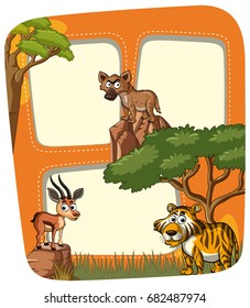 Frame template with animals in the wild illustration