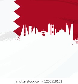 Frame Template of Bahrain. Flag of Bahraini. Vector Illustration.