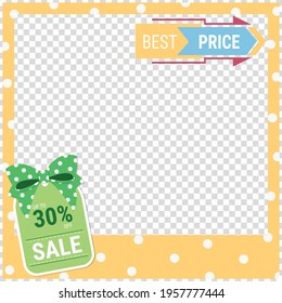 Frame template and banner for online shop and business. Frame and elements to decorate item for sell. Online shop decoration tag and frame vector. Attract customer attention graphic elements. 