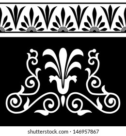 Frame template for cards, invitations, banners. You can place any text here. Invitation card with greek national pattern, vector