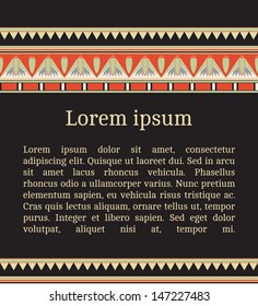 Frame template for cards, invitations, banners. You can place any text here. Invitation card with egyptian national pattern, vector