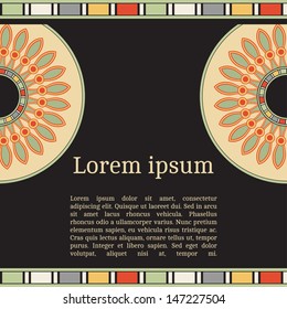Frame template for cards, invitations, banners. You can place any text here. Invitation card with egyptian national pattern, vector