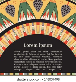 Frame template for cards, invitations, banners. You can place any text here. Invitation card with egyptian national pattern, vector
