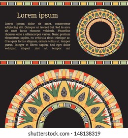 Frame template for cards, invitations, banners. You can place any text here. Invitation card with egyptian national pattern, vector
