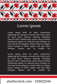 Frame template for cards, invitations, banners. You can place any text here. Invitation card with Ukrainian national pattern, vector