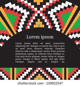 Frame template for cards, invitations, banners. You can place any text here. Invitation card with Ukrainian national pattern, vector