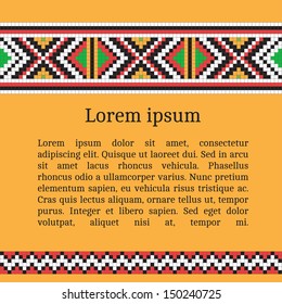Frame template for cards, invitations, banners. You can place any text here. Invitation card with Ukrainian national pattern, vector