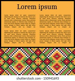 Frame template for cards, invitations, banners. You can place any text here. Invitation card with Ukrainian national pattern, vector