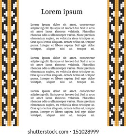 Frame template for cards, invitations, banners. You can place any text here. Invitation card with Ukrainian national pattern, vector