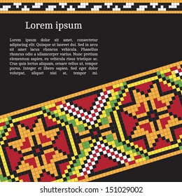 Frame template for cards, invitations, banners. You can place any text here. Invitation card with Ukrainian national pattern, vector