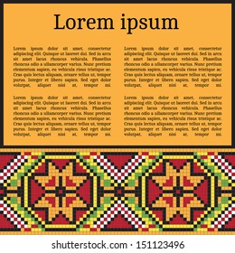 Frame template for cards, invitations, banners. You can place any text here. Invitation card with Ukrainian national pattern, vector