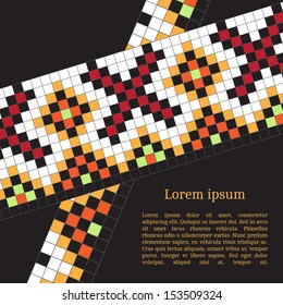 Frame template for cards, invitations, banners. You can place any text here. Invitation card with Ukrainian national pattern, vector