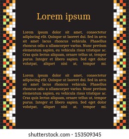 Frame template for cards, invitations, banners. You can place any text here. Invitation card with Ukrainian national pattern, vector