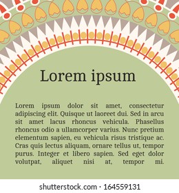 Frame template for cards, invitations, banners. You can place any text here. Invitation card with egyptian national pattern, vector