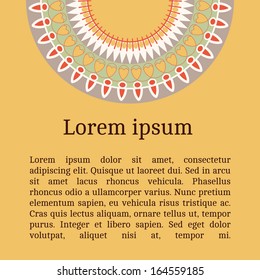 Frame template for cards, invitations, banners. You can place any text here. Invitation card with egyptian national pattern, vector