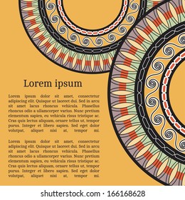 Frame template for cards, invitations, banners. You can place any text here. Invitation card with egyptian national pattern, vector