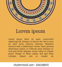 Frame template for cards, invitations, banners. You can place any text here. Invitation card with egyptian national pattern, vector
