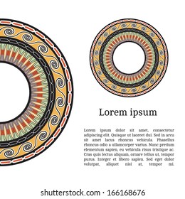 Frame template for cards, invitations, banners. You can place any text here. Invitation card with egyptian national pattern, vector