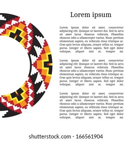 Frame template for cards, invitations, banners. You can place any text here. Invitation card with native american (indian) round pattern, vector.