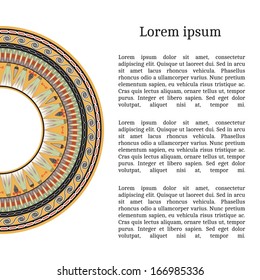 Frame template for cards, invitations, banners. You can place any text here. Invitation card with egyptian national pattern, vector
