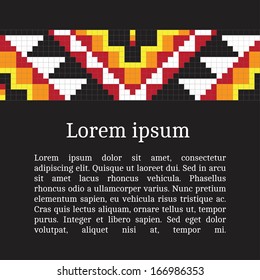 Frame template for cards, invitations, banners. You can place any text here. Invitation card with native american (indian) round pattern, vector.