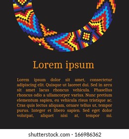Frame template for cards, invitations, banners. You can place any text here. Invitation card with native american (indian) round pattern, vector.