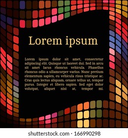Frame template for cards, invitations, banners. You can place any text here. Invitation card with abstract mosaic pattern, vector.