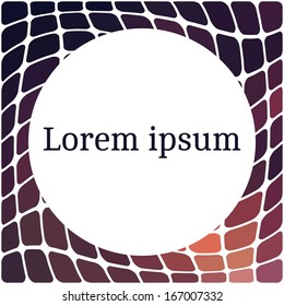 Frame template for cards, invitations, banners. You can place any text here. Invitation card with abstract mosaic pattern, vector.