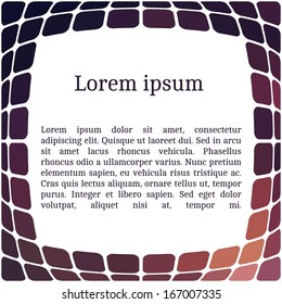 Frame template for cards, invitations, banners. You can place any text here. Invitation card with abstract mosaic pattern, vector.