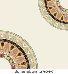 Frame template for cards, invitations, banners. You can place any text here. Invitation card with egyptian national pattern, vector
