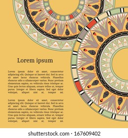 Frame template for cards, invitations, banners. You can place any text here. Invitation card with egyptian national pattern, vector