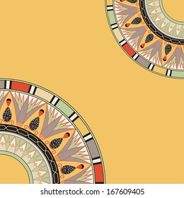Frame template for cards, invitations, banners. You can place any text here. Invitation card with egyptian national pattern, vector