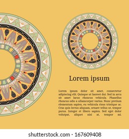 Frame template for cards, invitations, banners. You can place any text here. Invitation card with egyptian national pattern, vector