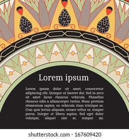 Frame template for cards, invitations, banners. You can place any text here. Invitation card with egyptian national pattern, vector