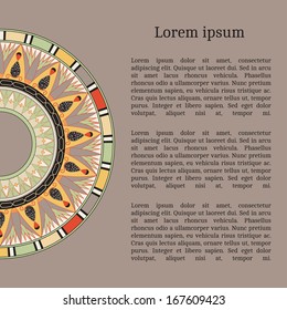 Frame template for cards, invitations, banners. You can place any text here. Invitation card with egyptian national pattern, vector