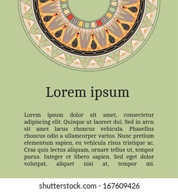 Frame template for cards, invitations, banners. You can place any text here. Invitation card with egyptian national pattern, vector