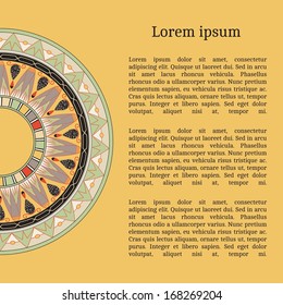 Frame template for cards, invitations, banners. You can place any text here. Invitation card with egyptian national pattern, vector