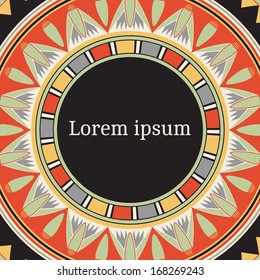 Frame template for cards, invitations, banners. You can place any text here. Invitation card with egyptian national pattern, vector