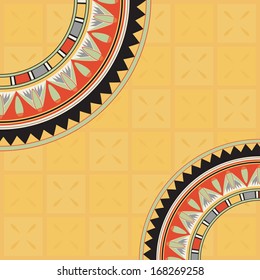 Frame template for cards, invitations, banners. You can place any text here. Invitation card with egyptian national pattern, vector, eps10