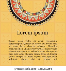 Frame template for cards, invitations, banners. You can place any text here. Invitation card with egyptian national pattern, vector, eps10
