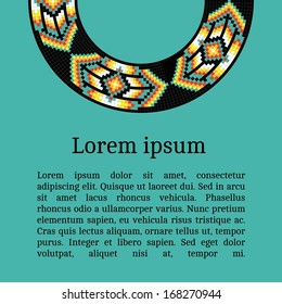 Frame template for cards, invitations, banners. You can place any text here. Invitation card with native american (indian) round pattern, vector.