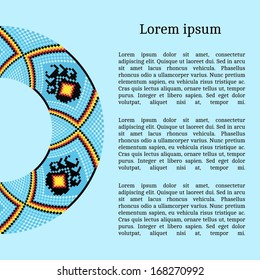 Frame template for cards, invitations, banners. You can place any text here. Invitation card with native american (indian) round pattern, vector.