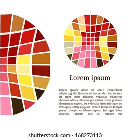 Frame template for cards, invitations, banners. You can place any text here. Invitation card with abstract mosaic pattern, vector.