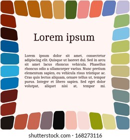 Frame template for cards, invitations, banners. You can place any text here. Invitation card with abstract mosaic pattern, vector.