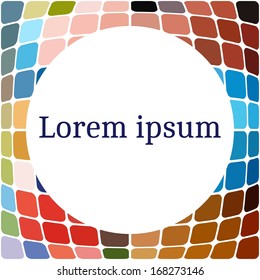Frame template for cards, invitations, banners. You can place any text here. Invitation card with abstract mosaic pattern, vector.