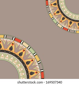 Frame template for cards, invitations, banners. You can place any text here. Invitation card with egyptian national pattern, vector