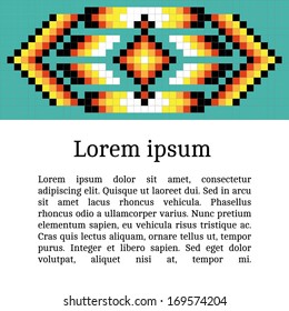 Frame template for cards, invitations, banners. You can place any text here. Invitation card with native american (indian) round pattern, vector.