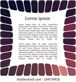 Frame template for cards, invitations, banners. You can place any text here. Invitation card with abstract mosaic pattern, vector.
