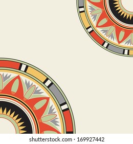 Frame template for cards, invitations, banners. You can place any text here. Invitation card with egyptian national pattern, vector