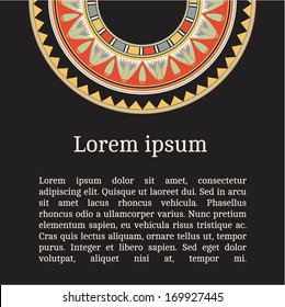 Frame template for cards, invitations, banners. You can place any text here. Invitation card with egyptian national pattern, vector